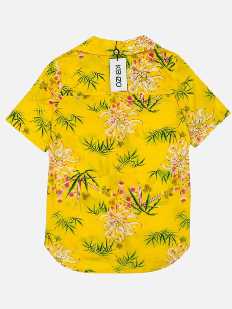 Pre - loved KENZO Short Sleeve Yellow Multicolor Printed Shirt US4 at Reems Closet