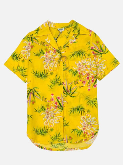 Pre - loved KENZO Short Sleeve Yellow Multicolor Printed Shirt US4 at Reems Closet