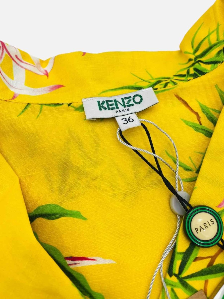 Pre - loved KENZO Short Sleeve Yellow Multicolor Printed Shirt US4 at Reems Closet