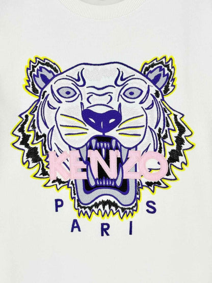 Pre - loved KENZO White Logo Embroidered Size Small Sweatshirt at Reems Closet