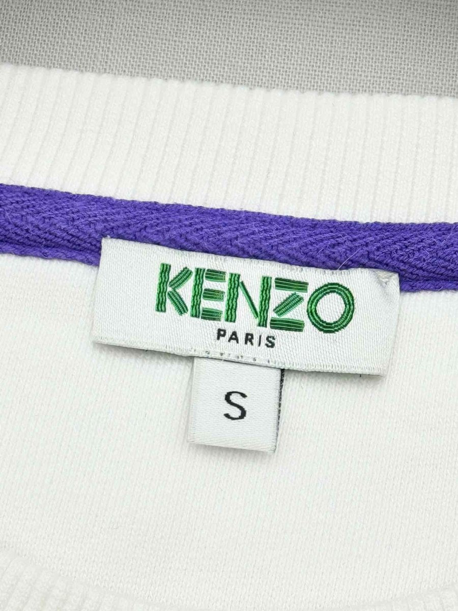 Pre - loved KENZO White Logo Embroidered Size Small Sweatshirt at Reems Closet