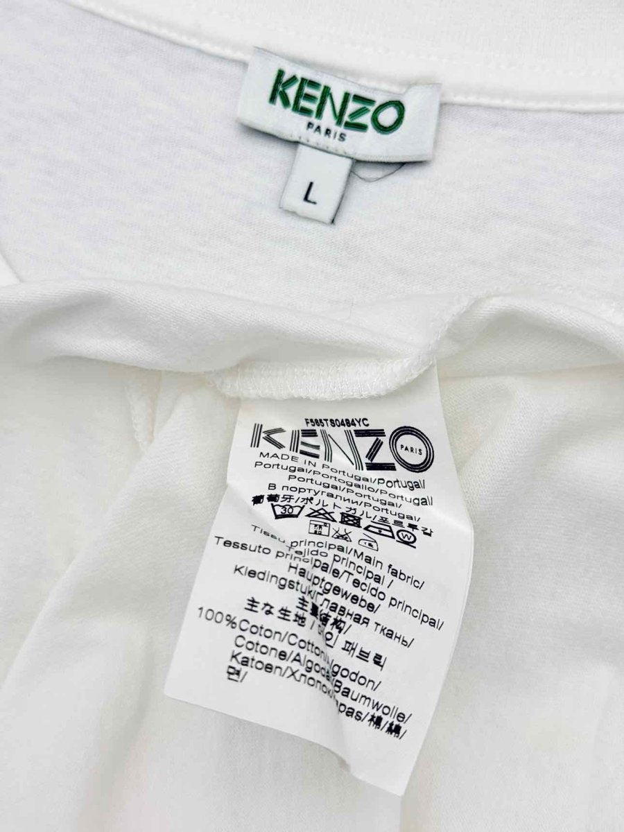 Pre-loved KENZO White Logo Print Size Large T-shirt at Reems Closet