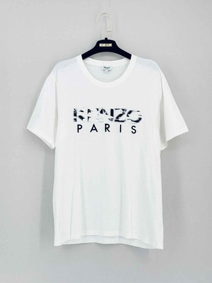 Pre-loved KENZO White Logo Print Size Large T-shirt at Reems Closet