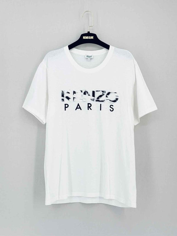 Pre-loved KENZO White Logo Print Size Large T-shirt at Reems Closet