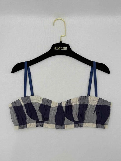 Pre-loved KHAITE Indira Blue & Cream Check Bra Top at Reems Closet