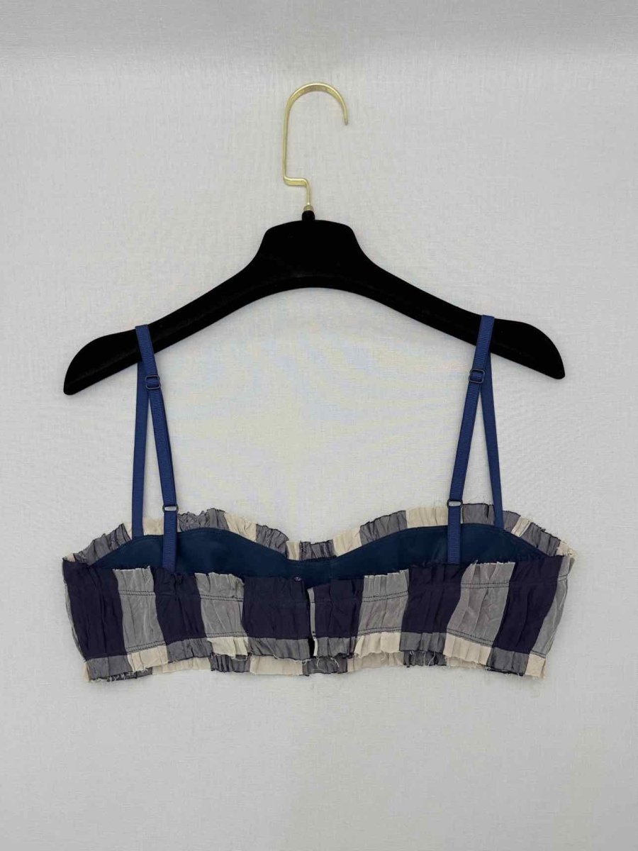 Pre-loved KHAITE Indira Blue & Cream Check Bra Top at Reems Closet