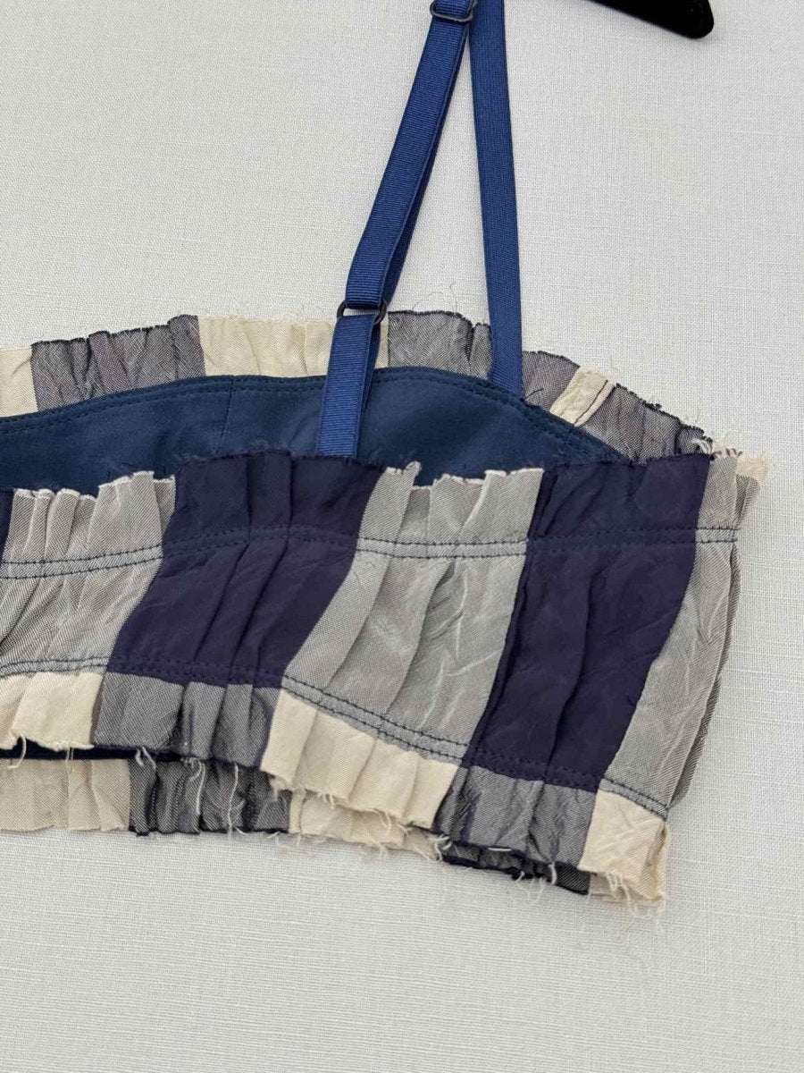 Pre-loved KHAITE Indira Blue & Cream Check Bra Top at Reems Closet