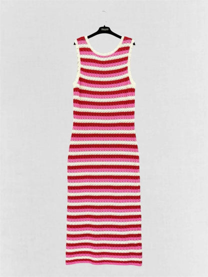Pre-loved KITRI Bunty Pink, Red & White Size Large Long Dress at Reems Closet