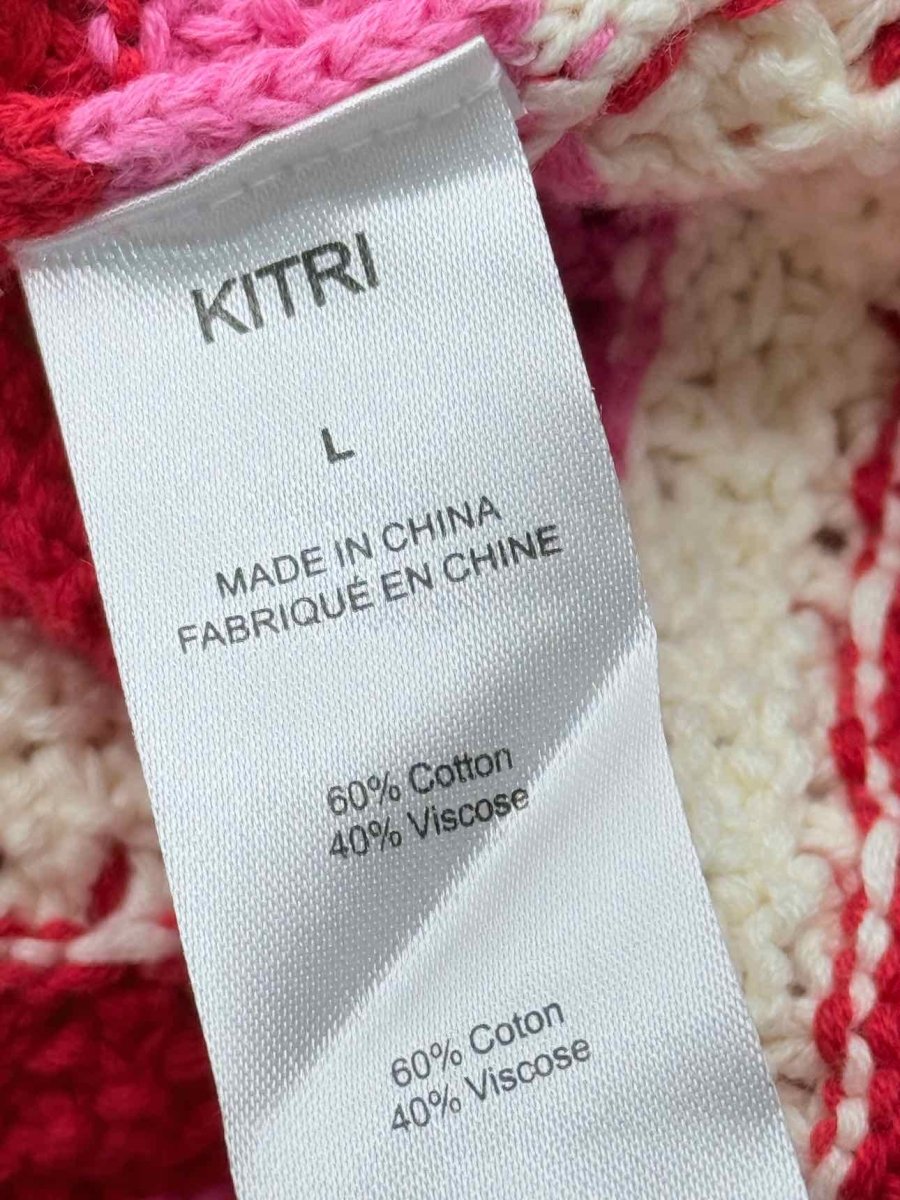 Pre-loved KITRI Bunty Pink, Red & White Size Large Long Dress at Reems Closet
