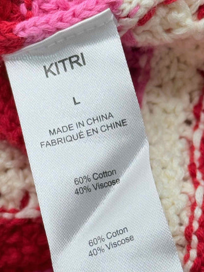 Pre-loved KITRI Bunty Pink, Red & White Size Large Long Dress at Reems Closet