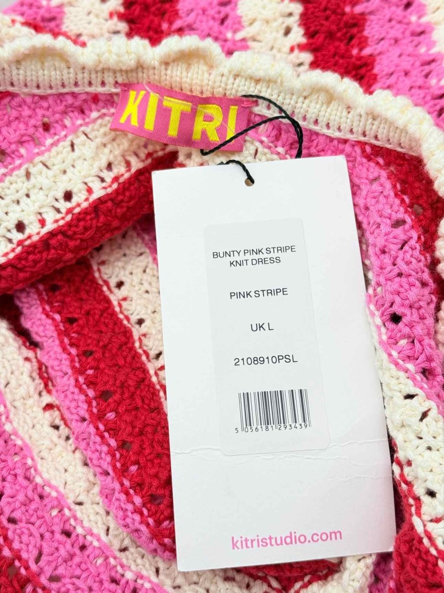 Pre-loved KITRI Bunty Pink, Red & White Size Large Long Dress at Reems Closet