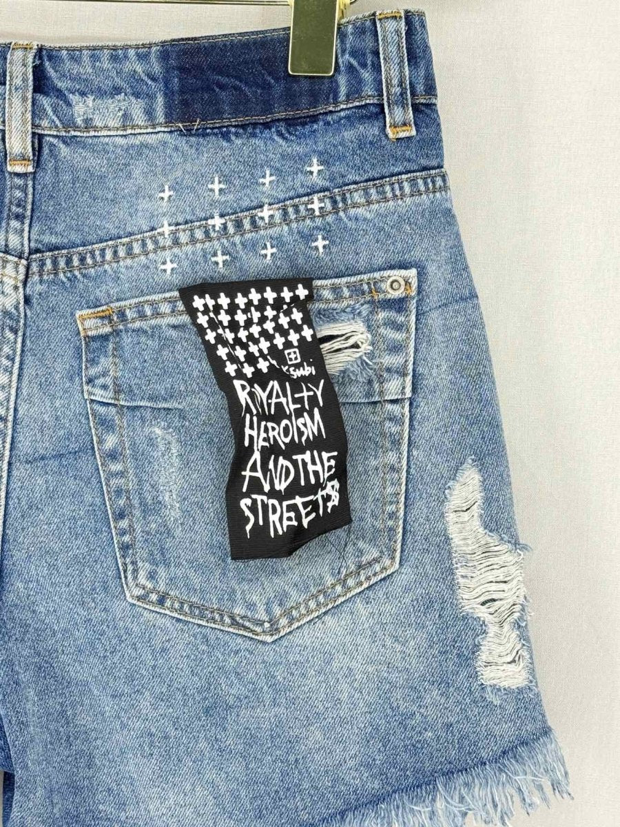 Pre - loved KSUBI Rise N Hi Misfit Blue Size 26 Shorts at Reems Closet