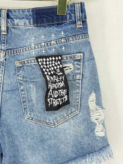 Pre - loved KSUBI Rise N Hi Misfit Blue Size 26 Shorts at Reems Closet