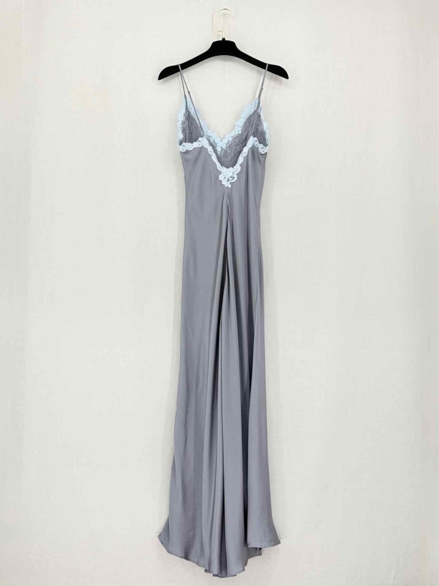 Pre-loved LA PERLA Grey w/ Blue Lace Trim Size US 8 Long Dress at Reems Closet
