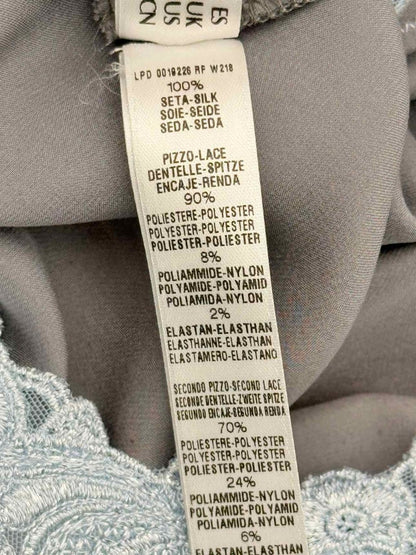 Pre-loved LA PERLA Grey w/ Blue Lace Trim Size US 8 Long Dress at Reems Closet