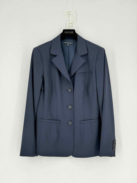 Pre - loved LAFAYETTE Navy Blue Pleated Size US 10 Jacket at Reems Closet