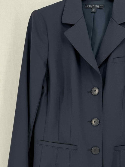 Pre - loved LAFAYETTE Navy Blue Pleated Size US 10 Jacket at Reems Closet