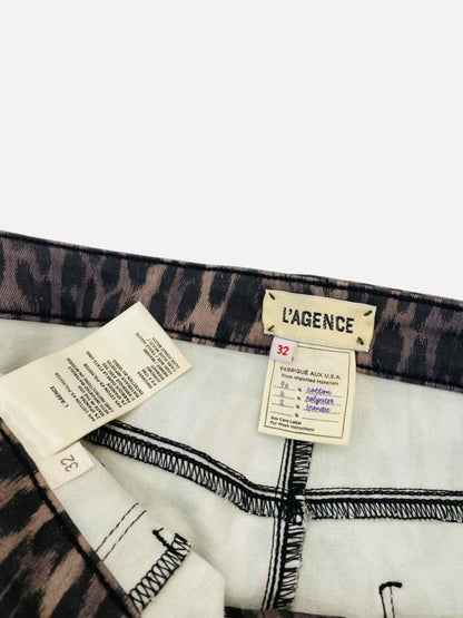 Pre - loved L'AGENCE Beige & Black Leopard Jeans at Reems Closet