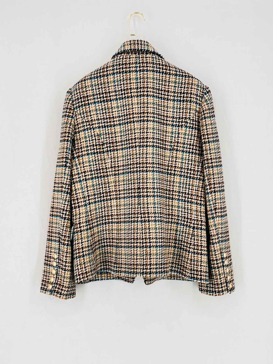 Pre - loved L'AGENCE Beige Multicolor Plaid Size US 10 Jacket at Reems Closet