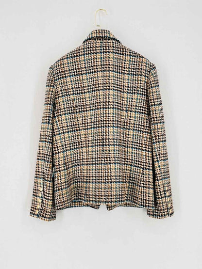 Pre - loved L'AGENCE Beige Multicolor Plaid Size US 10 Jacket at Reems Closet