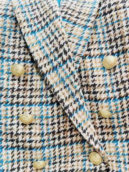 Pre - loved L'AGENCE Beige Multicolor Plaid Size US 10 Jacket at Reems Closet