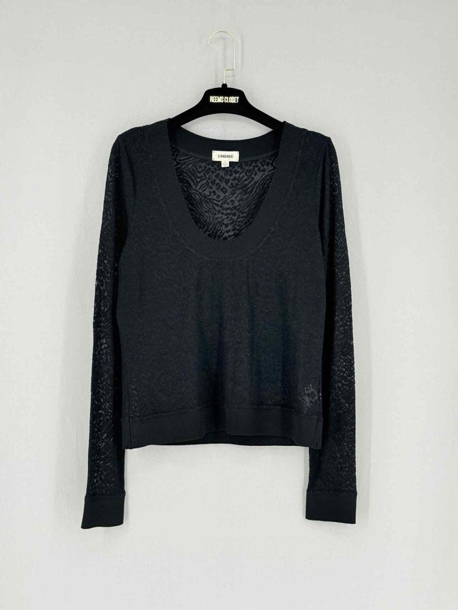 Pre - loved L'AGENCE Black Leopard Print Size Large Jumper at Reems Closet