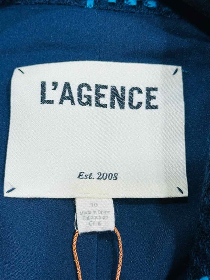 Pre - loved L'AGENCE Blue Emerald Plaid Size US 10 Jacket at Reems Closet