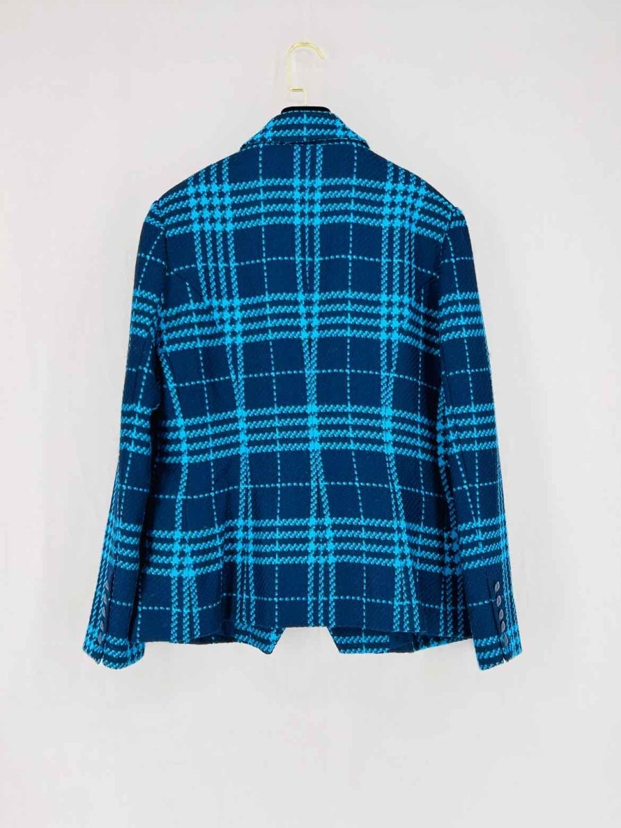 Pre - loved L'AGENCE Blue Emerald Plaid Size US 10 Jacket at Reems Closet