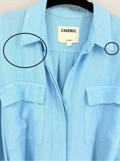 Pre - loved L'AGENCE Blue Pocket Size Large Long Dress at Reems Closet