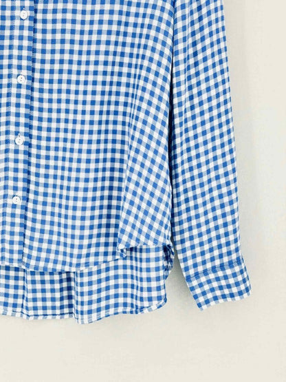 Pre - loved L'AGENCE Blue & White Gingham Size Large Shirt at Reems Closet