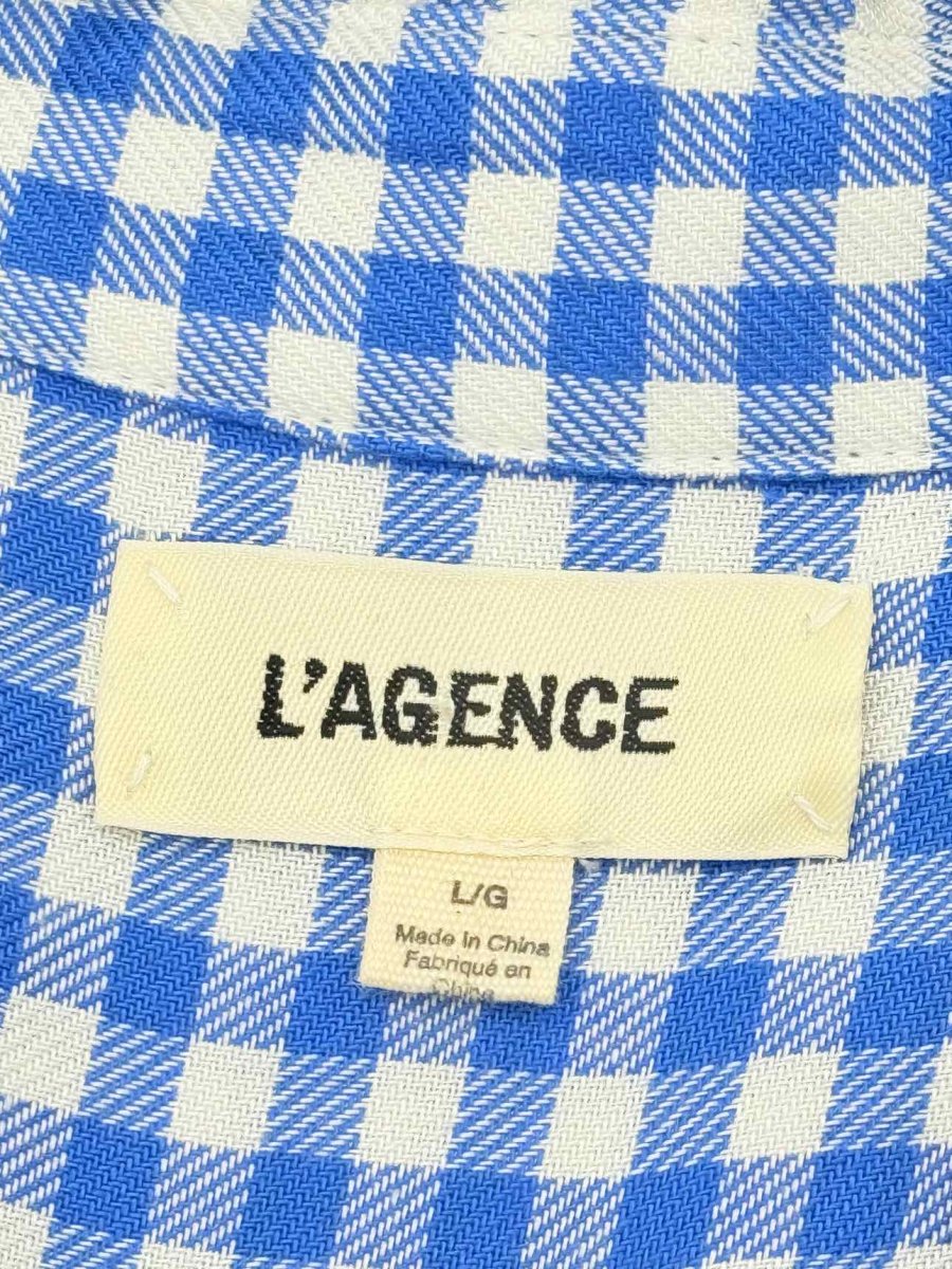 Pre - loved L'AGENCE Blue & White Gingham Size Large Shirt at Reems Closet