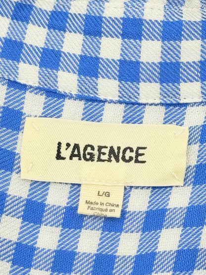 Pre - loved L'AGENCE Blue & White Gingham Size Large Shirt at Reems Closet