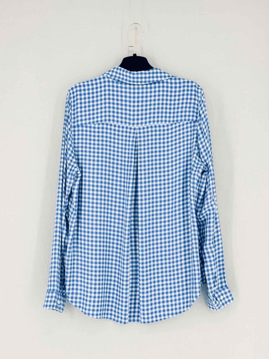 Pre - loved L'AGENCE Blue & White Gingham Size Large Shirt at Reems Closet