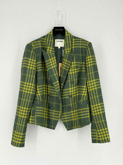 Pre - loved L'AGENCE Brooke Green Plaid Size US 10 Blazer at Reems Closet