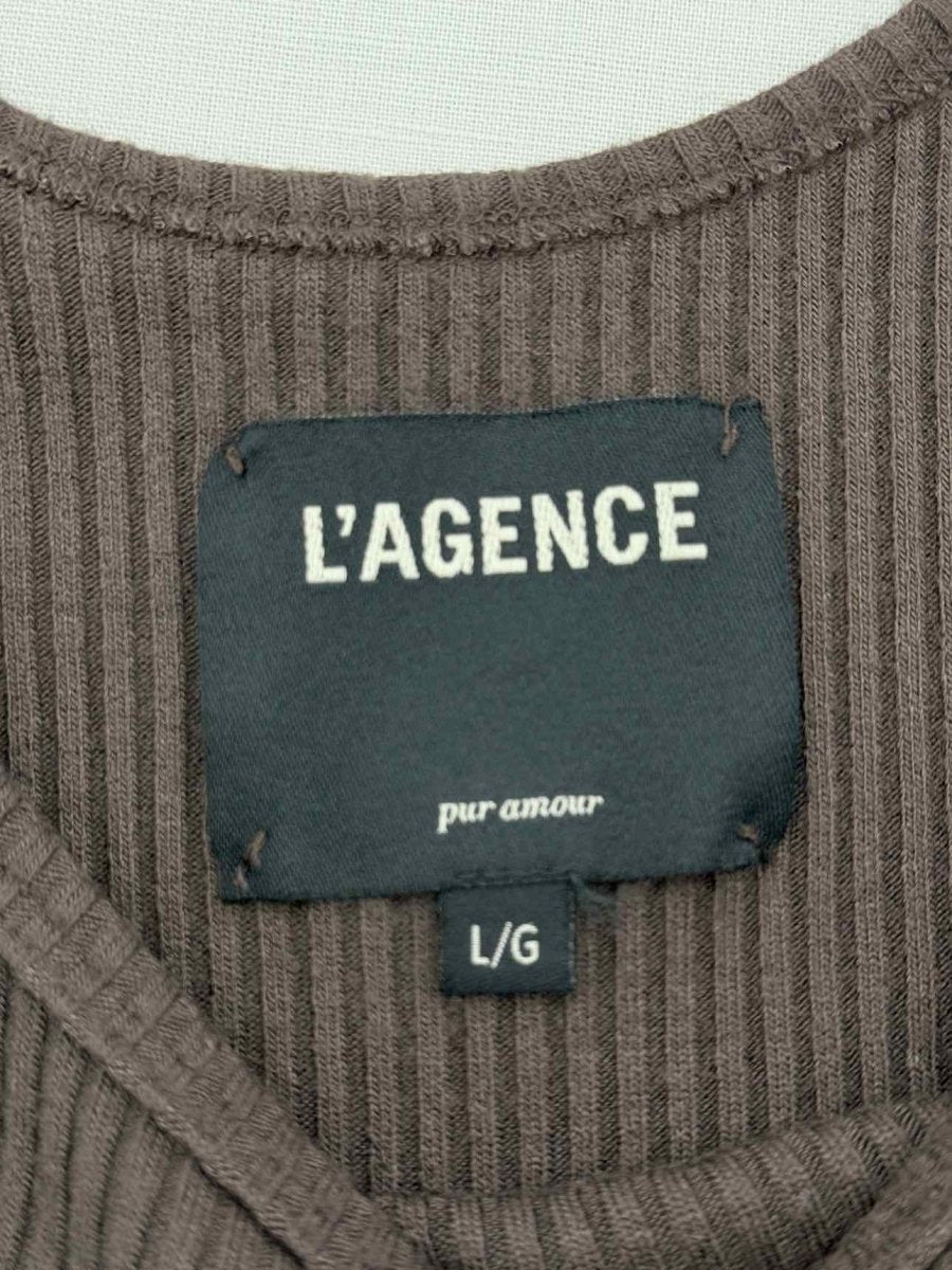 Pre - loved L'AGENCE Brown Ribbed Size Large Tank Top at Reems Closet