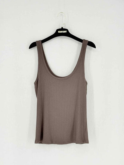 Pre - loved L'AGENCE Brown Ribbed Size Large Tank Top at Reems Closet