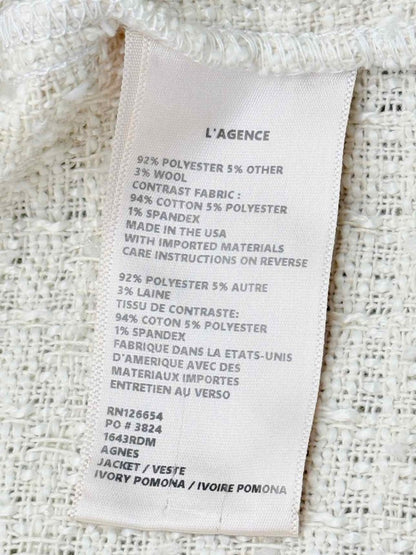 Pre - loved L'AGENCE Cream w/ Blue Trim Size Large Jacket at Reems Closet