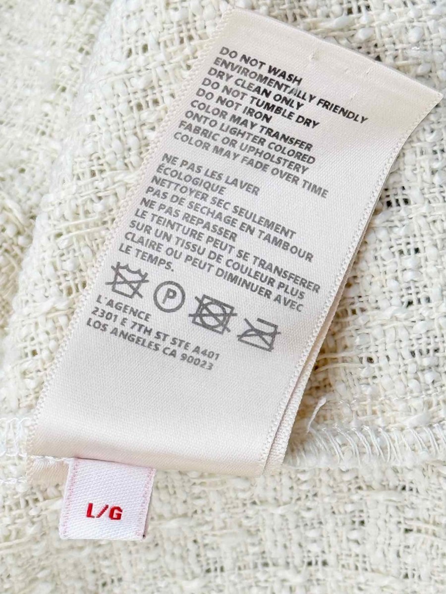 Pre - loved L'AGENCE Cream w/ Blue Trim Size Large Jacket at Reems Closet