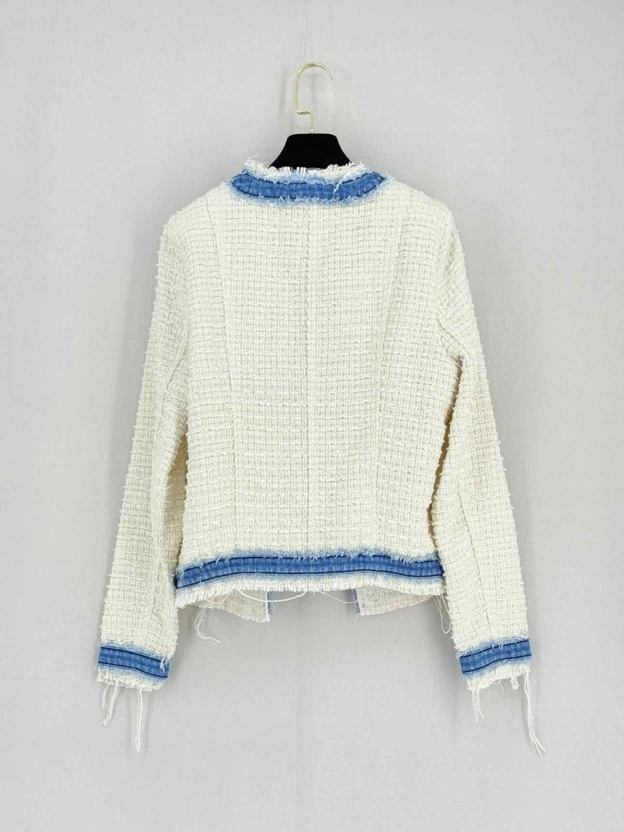 Pre - loved L'AGENCE Cream w/ Blue Trim Size Large Jacket at Reems Closet