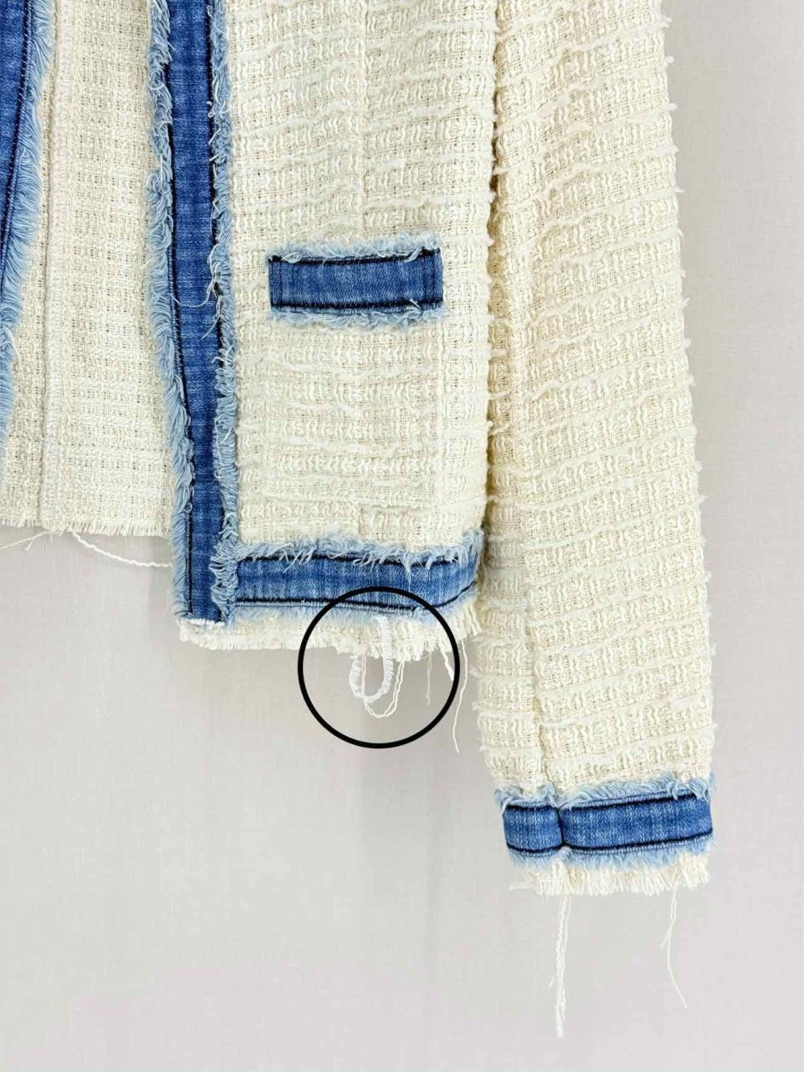 Pre - loved L'AGENCE Cream w/ Blue Trim Size Large Jacket at Reems Closet