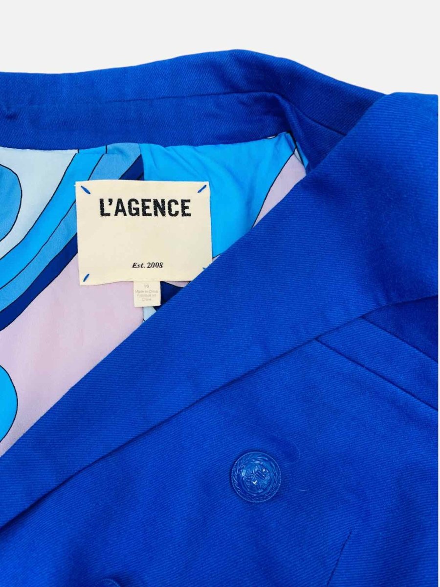 Pre - loved L'AGENCE Double Breasted Royal Blue Jacket at Reems Closet