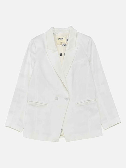 Pre - loved L'AGENCE Double Breasted White Jacket at Reems Closet