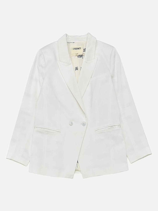 Pre - loved L'AGENCE Double Breasted White Jacket at Reems Closet