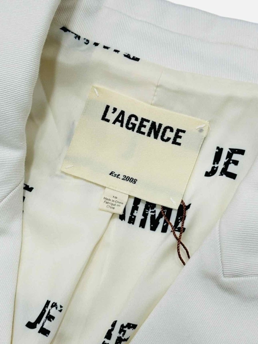 Pre - loved L'AGENCE Double Breasted White Jacket at Reems Closet