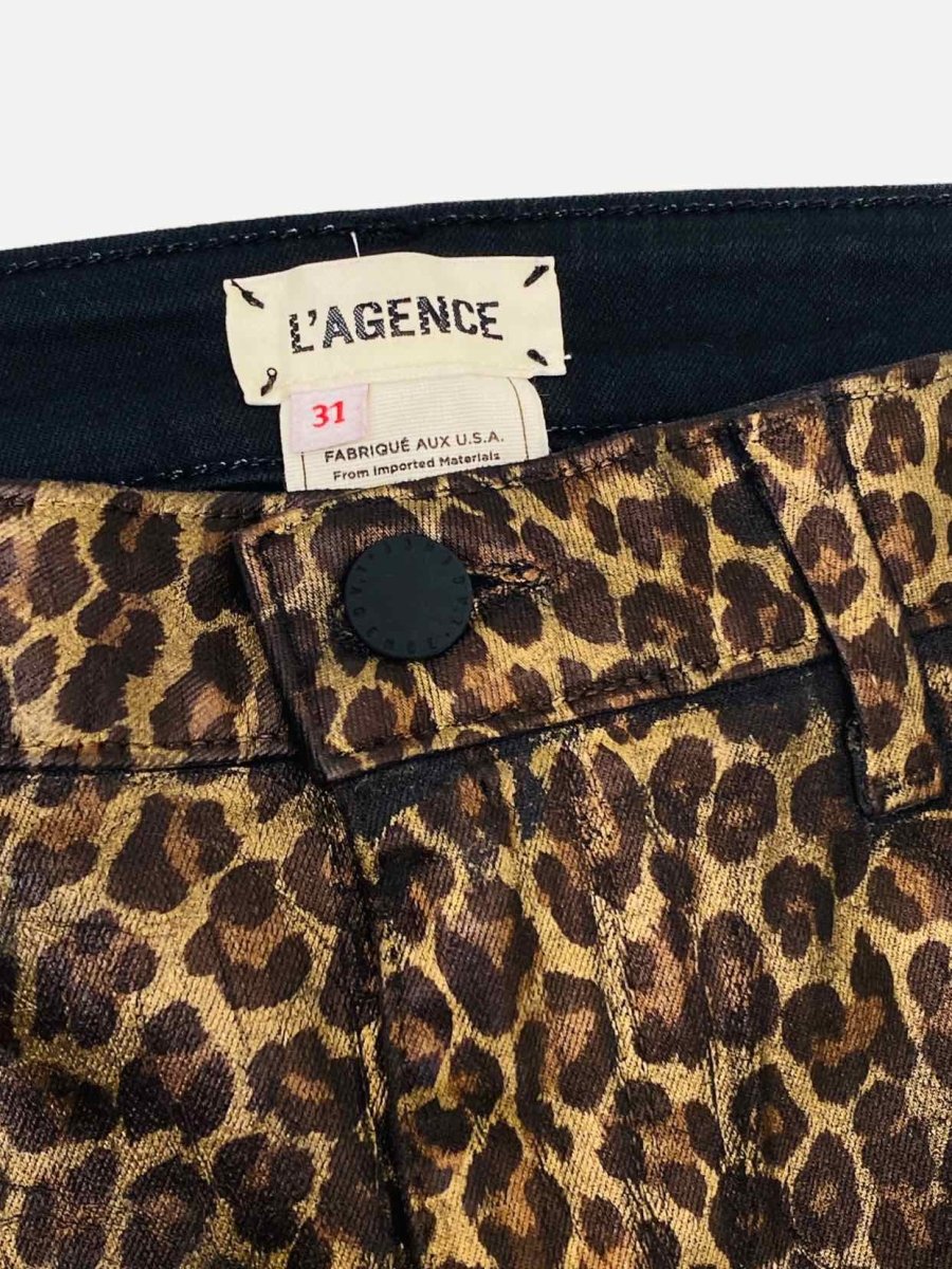 Pre - loved L'AGENCE Gold & Black Leopard Jeans at Reems Closet