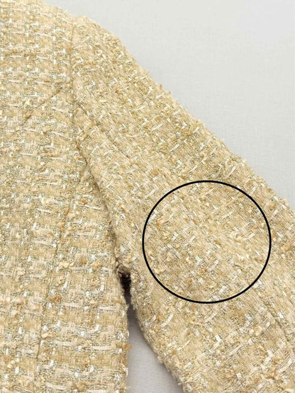 Pre - loved L'AGENCE Gold Tweed Size US 10 Jacket at Reems Closet