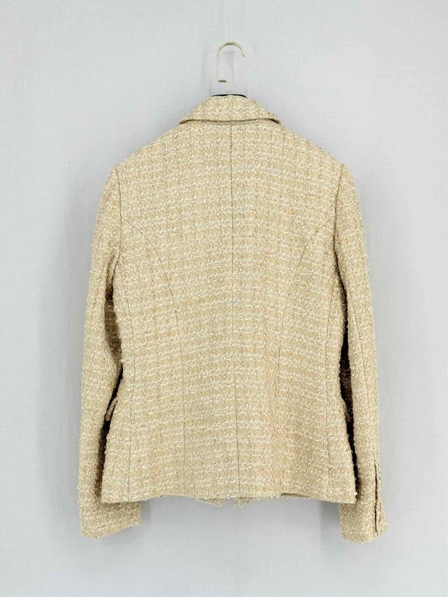 Pre - loved L'AGENCE Gold Tweed Size US 10 Jacket at Reems Closet
