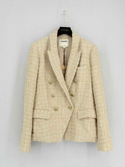 Pre - loved L'AGENCE Gold Tweed Size US 10 Jacket at Reems Closet
