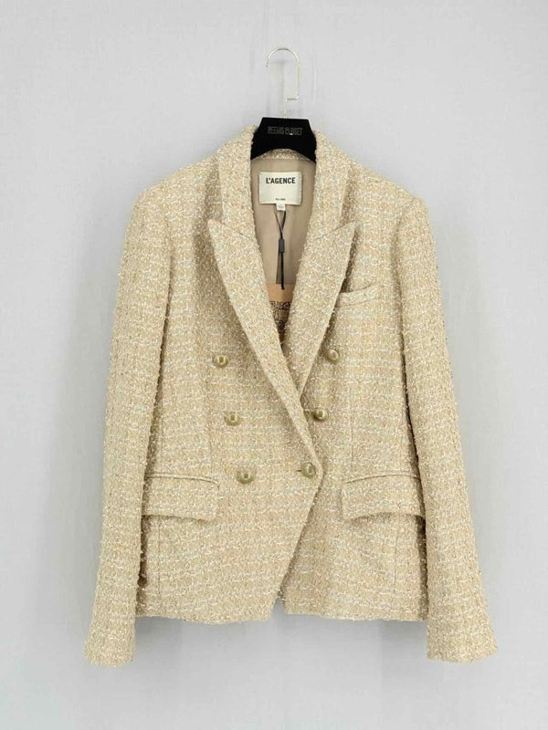 Pre - loved L'AGENCE Gold Tweed Size US 10 Jacket at Reems Closet