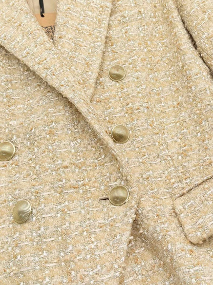 Pre - loved L'AGENCE Gold Tweed Size US 10 Jacket at Reems Closet